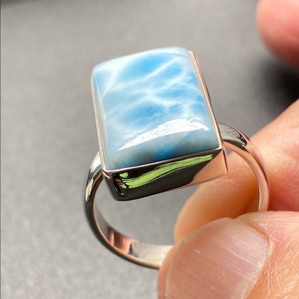 Larimar Ring Size 9 In Solid Sterling Silver 925 - image 6